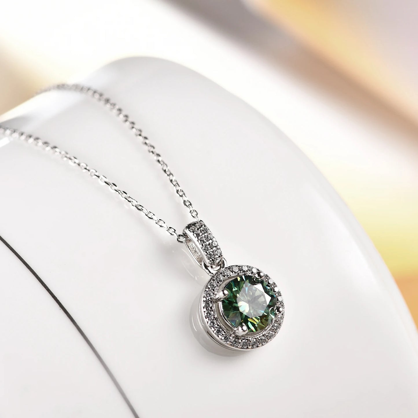 Dream Moissanite Halo Pendant Necklace