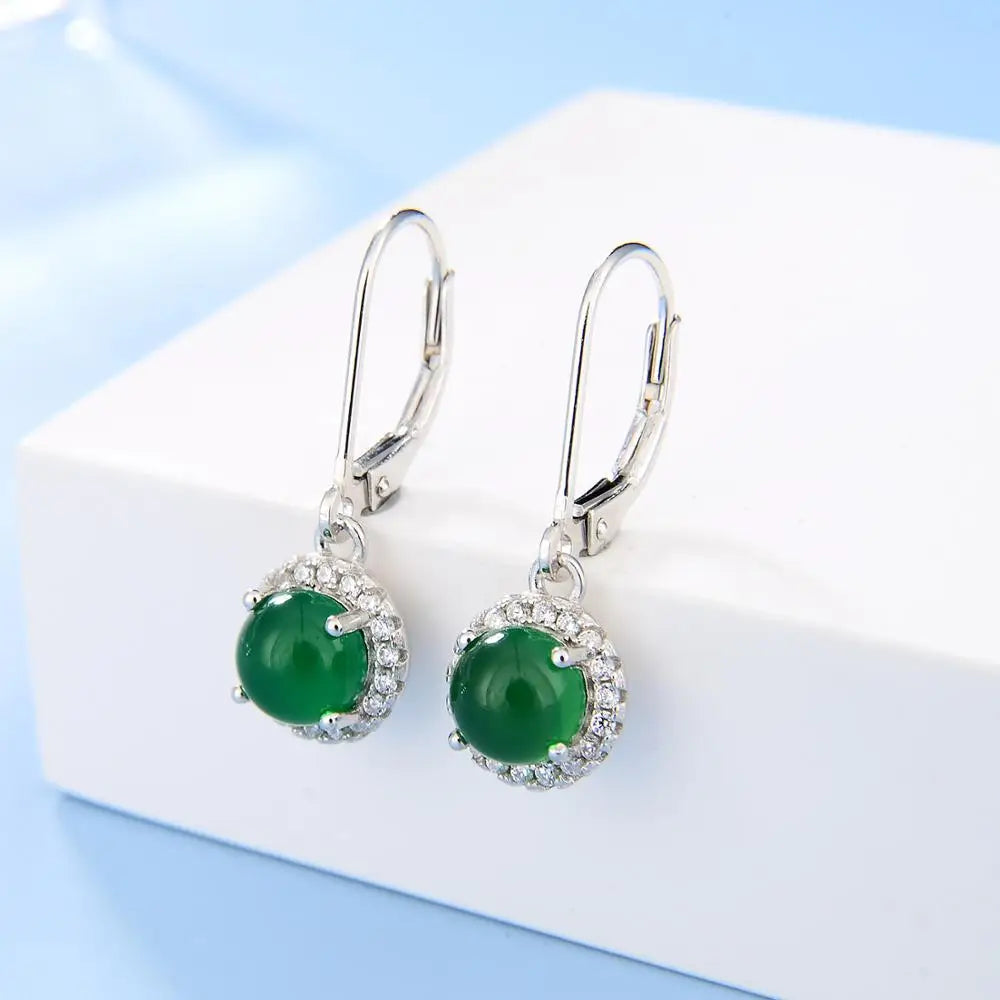 Verdant Luna Agate Earrings