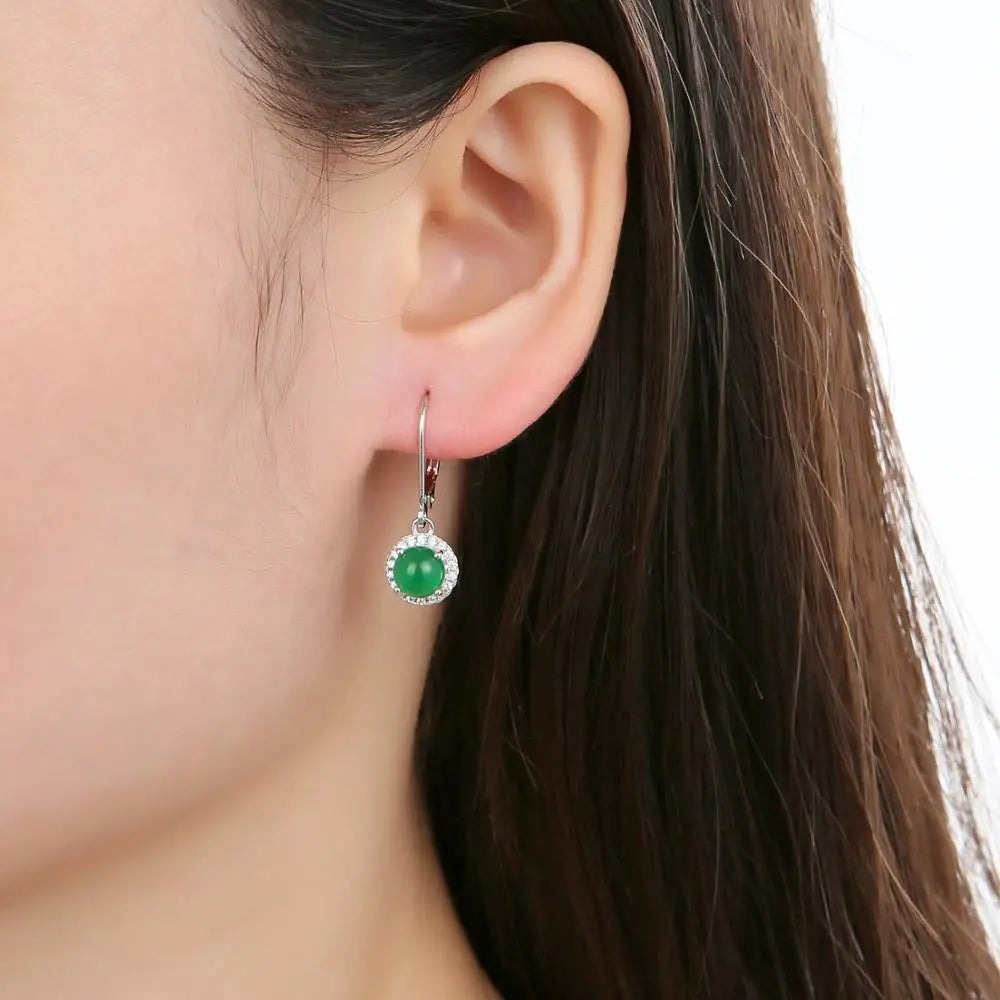 Verdant Luna Agate Earrings