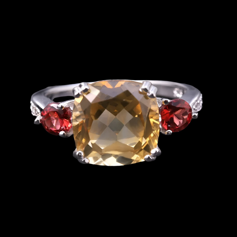 Sunset Citrine Trilogy Ring