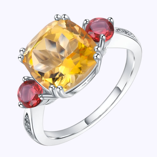 Sunset Citrine Trilogy Ring