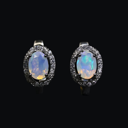 Aurora Opal Halo Earrings