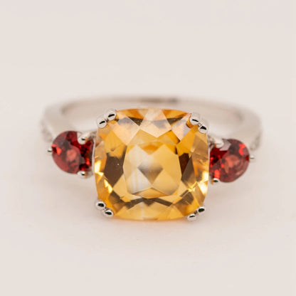 Sunset Citrine Trilogy Ring