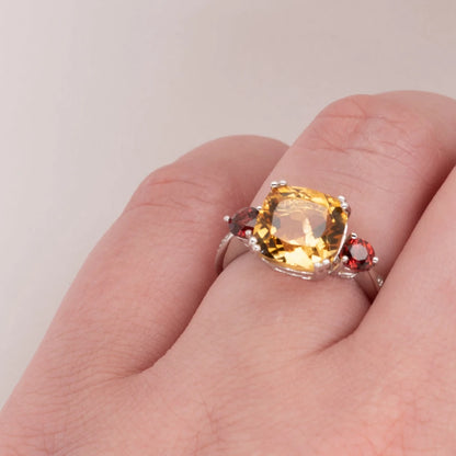 Sunset Citrine Trilogy Ring