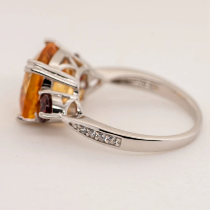 Sunset Citrine Trilogy Ring