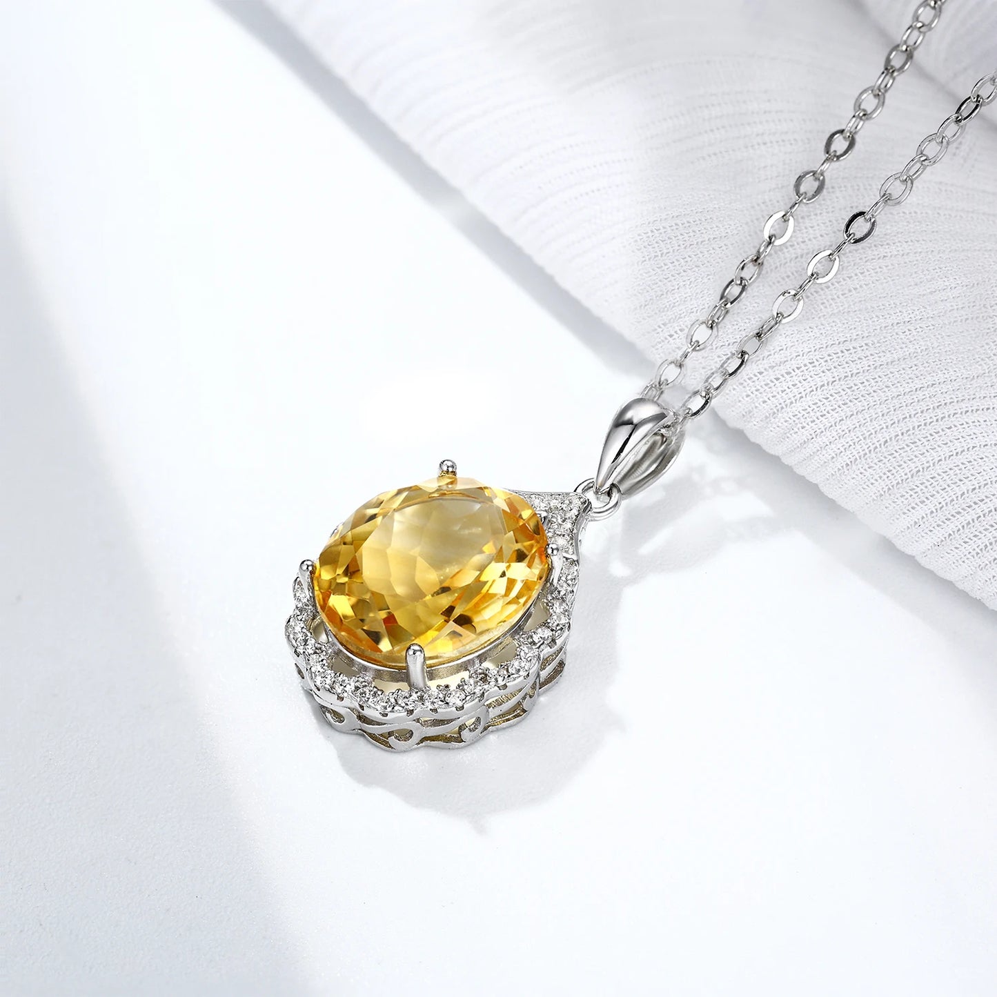 Sunlit Citrine Charm Necklace