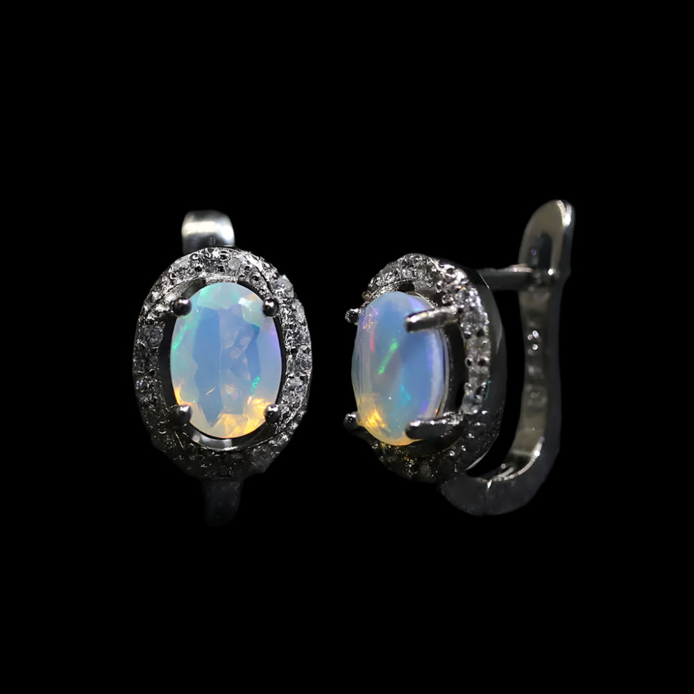 Aurora Opal Halo Earrings