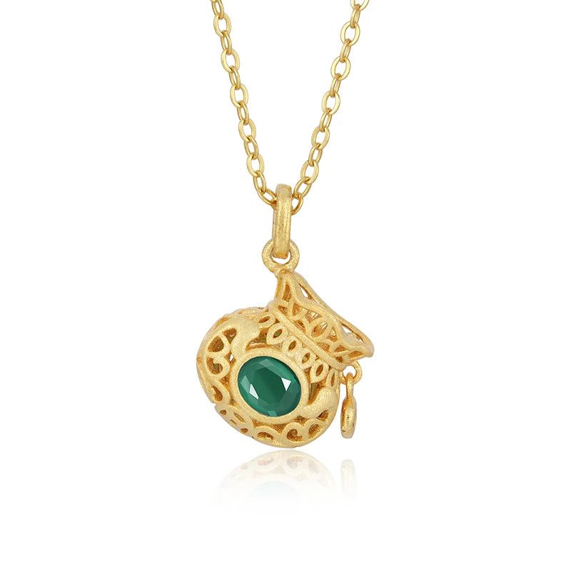 Lucky Bag Emerald Enchantment Sterling Silver Necklace (LUNAR NEW YEAR)